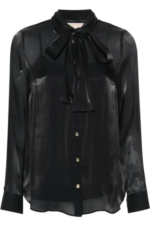 Michael Kors Camisa tornasolada con lazo en el cuello
