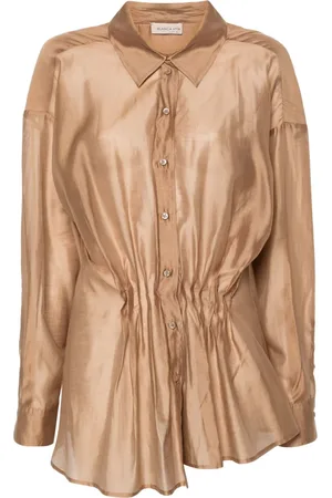 BLANCA Camisa con cuello italiano y pliegues
