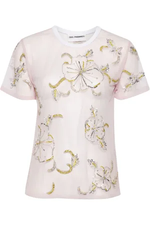 Des Phemmes Camiseta con bordado Hibiscus