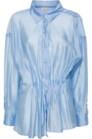 BLANCA Camisa con cuello italiano y pliegues