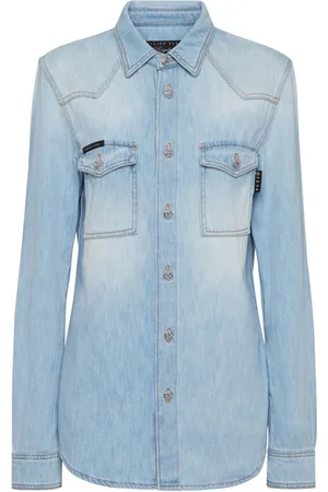 Philipp Plein Camisa vaquera con detalles de cristal