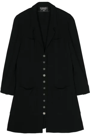 CHANEL Abrigo con botones del logo 1990