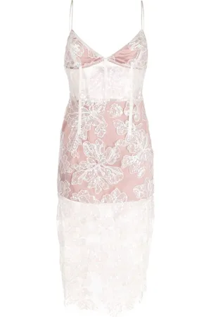 FLEUR DU MAL Vestido midi con lentejuelas y bordado floral