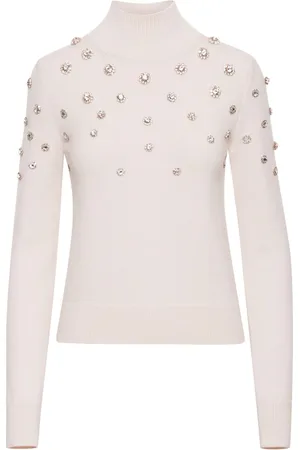 Oscar de la Renta Top con cuello alto y detalles de cristal