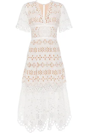 Elie saab Vestido midi con bordado inglés
