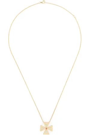 HARWELL GODFREY Collar Crux Mini en oro amarillo de 18kt con colgante de diamantes