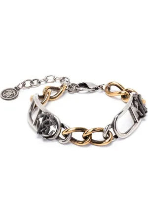 Roberto Cavalli Pulsera de cadena con placa del monograma