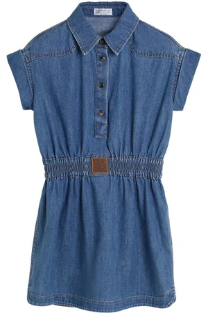 Brunello Cucinelli Vestido vaquero con detalle fruncido