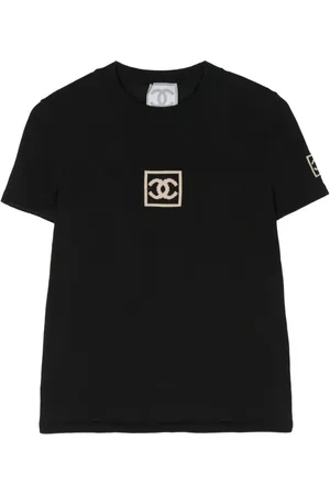 CHANEL Camiseta con logo CC en intarsia 2003
