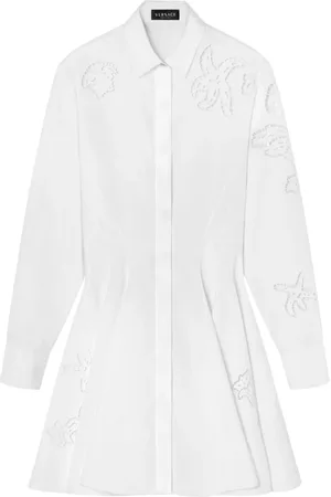 VERSACE Vestido camisero corto con bordado Sangallo
