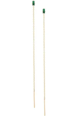 Lizzie Mandler Pendientes Floating Thread en oro amarillo de 18kt y esmeralda