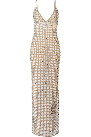Retrofete Vestido largo Perri con apliques hechos a mano