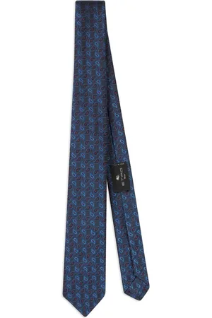 Etro Corbata de seda con bordado de cachemira