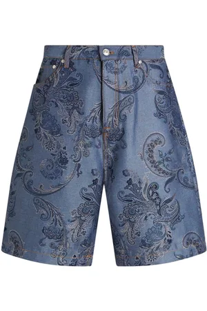 Etro Bermudas vaqueras con motivo de cachemira