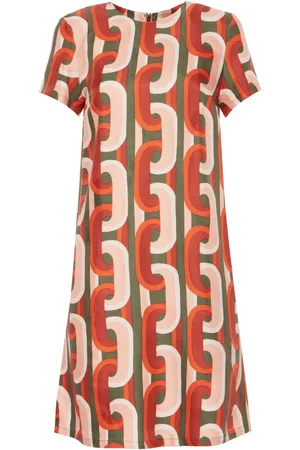 La DoubleJ Vestido corto Swing con cadena estampada