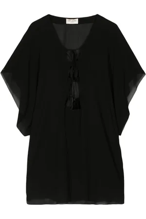 Saint Laurent Top semitransparente con cordones