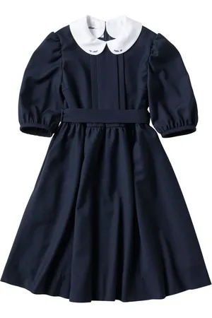 Familiar Vestido con bordado floral y cinturón