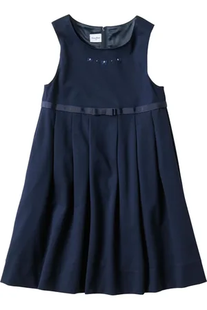 Familiar Vestido sin mangas con lazo bordado