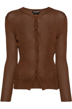 Tom Ford Cárdigan de canalé con cuello redondo