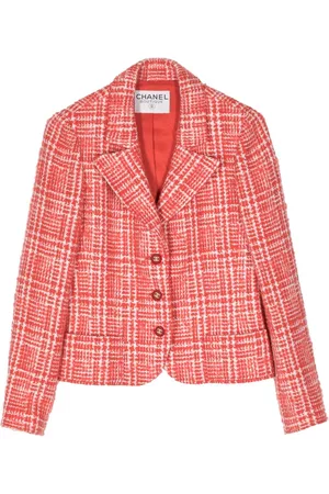 CHANEL Blazer de tweed a cuadros con botones CC 2000