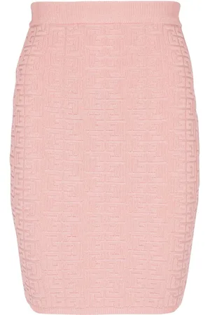 Balmain Falda corta con motivo PB en intarsia