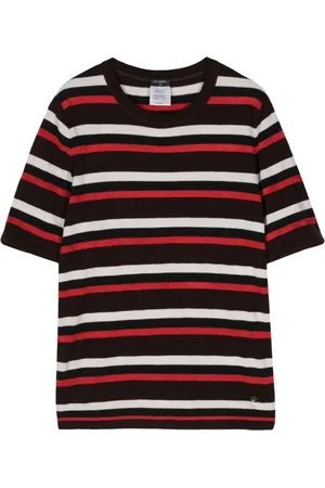 CHANEL Camiseta a rayas con manga corta 2000