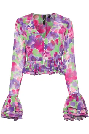 ROTATE Blusa corta con motivo floral