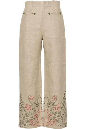 BODE Pantalones con bordado floral