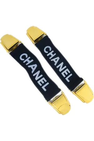 CHANEL Pack de dos brazaletes con logo en jacquard 1990-2000