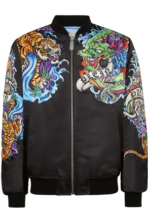 Philipp Plein Chaqueta bómber con estampado de tatuaje