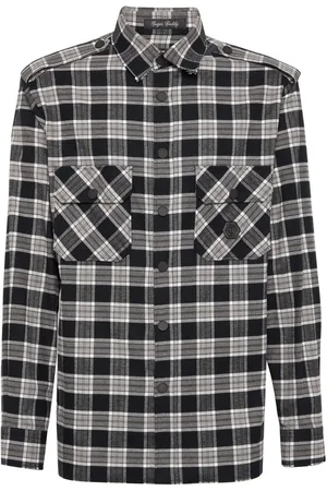 Philipp Plein Camisa a cuadros con parche de calavera