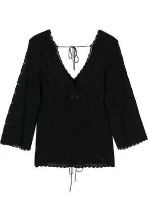 CHANEL Blusa con ribete de encaje 2001