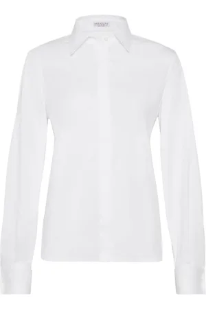 Brunello Cucinelli Camisa con ribete Monili