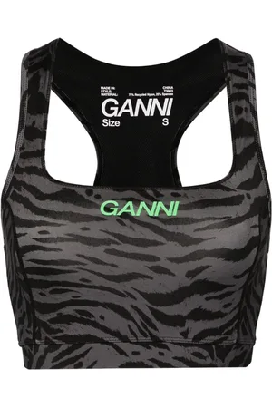 Ganni Top corto con logo y estampado de cebra