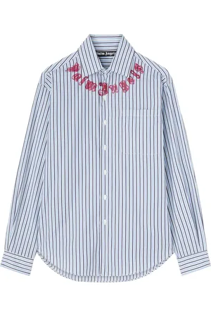 Palm Angels Camisa a rayas con logo estampado