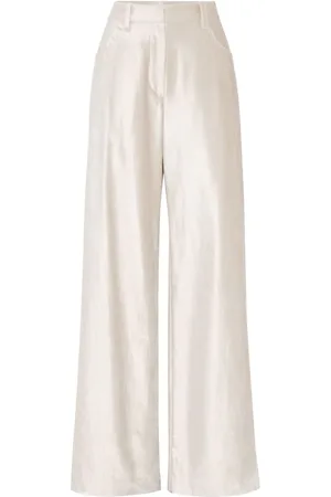 Brunello Cucinelli Pantalones anchos con acabado brillante