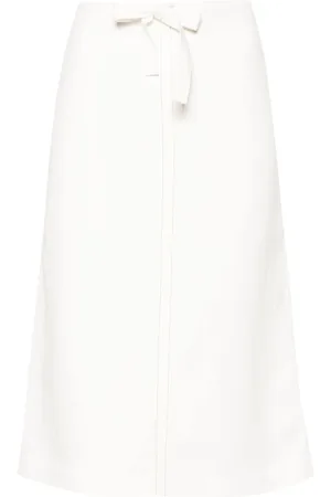 Salvatore Ferragamo Falda midi con cordones y costuras en contraste