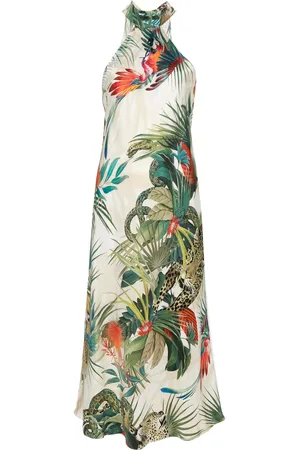 Roberto Cavalli Vestido midi con estampado Jungle