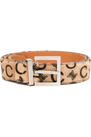 Céline Circa 1990s Camel “Triomphe” leather belt