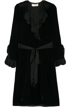 Saint Laurent Vestido midi con cinturón 1980