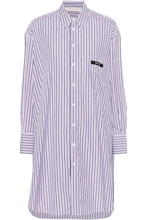 Palm Angels Vestido camisero midi a rayas
