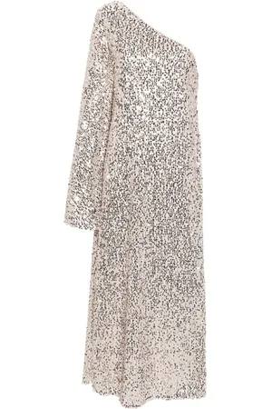 ROTATE Vestido con lentejuelas y hombro descubierto