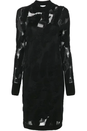 Salvatore Ferragamo Vestido midi semitranslúcido de punto 3D