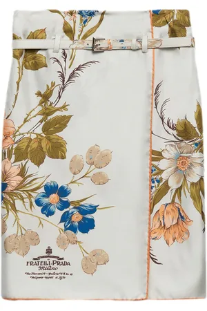 Prada Falda midi con motivo floral