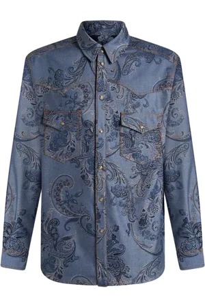 Etro Camisa vaquera con motivo de cachemira