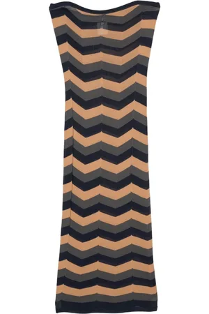 VERSACE Vestido midi de punto chevron 2000