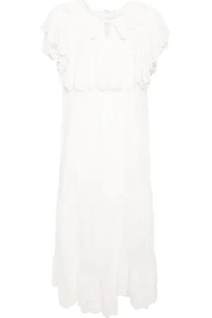 B+AB Vestido midi con bordado inglés