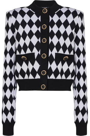 Balmain Cárdigan con motivo de rombos en intarsia
