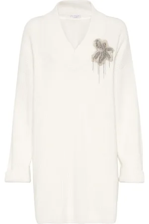 Brunello Cucinelli Vestido de cachemira con cuentas