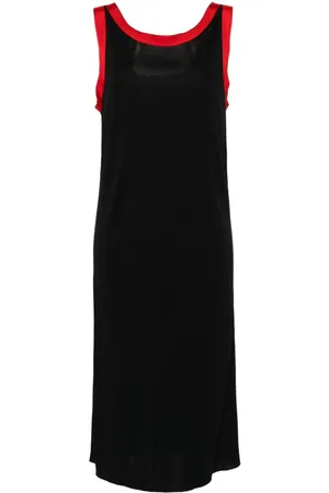 Saint Laurent Vestido suelto midi con borde en contraste